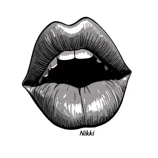 sexy lips with Nikki written inside of them tattoo design idea