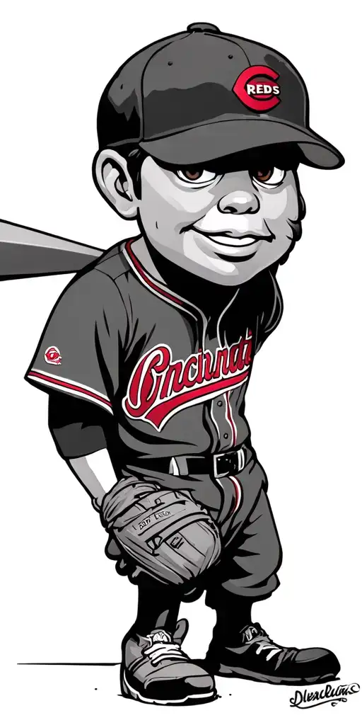 gangster disney characters wearing cincinnati reds jersey tattoo design idea