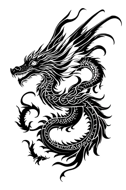 dragon and phoenix rising tattoo design idea