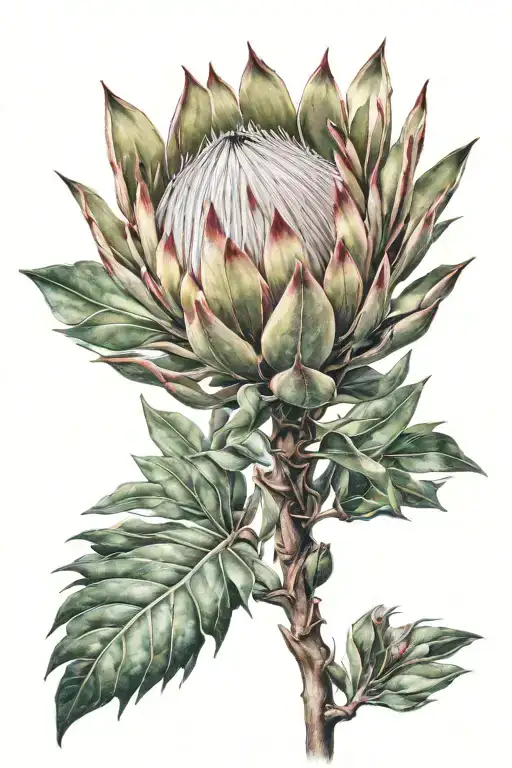 protea flower tattoo design idea