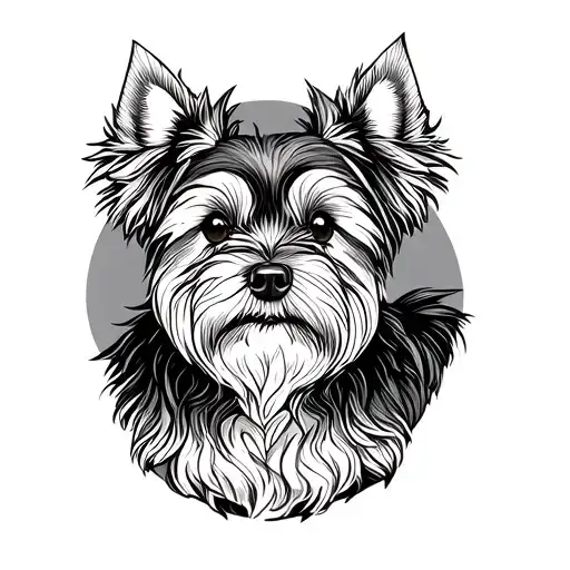 Cairn Terrier dog standing on a forest path tattoo design idea