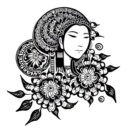 Hmong traditional patterns inspired tattoo design idea