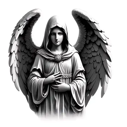 guardian angel with hood tattoo design idea