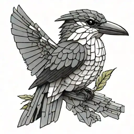 kingfisher made of Lego bricks tattoo design idea