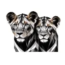 lioness 2 lion cubs tattoo design idea