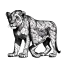 lioness 2 lion cubs tattoo design idea