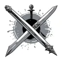 Robin hood bow sword tattoo design idea