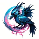 wind pink and time and crow posed in a dragon tattoo design idea