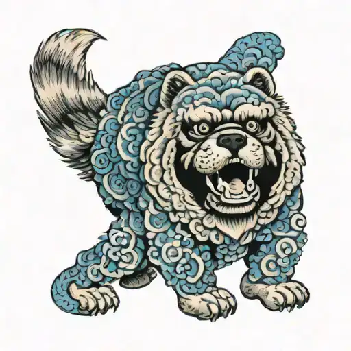 blue chow chow bank robber tattoo design idea