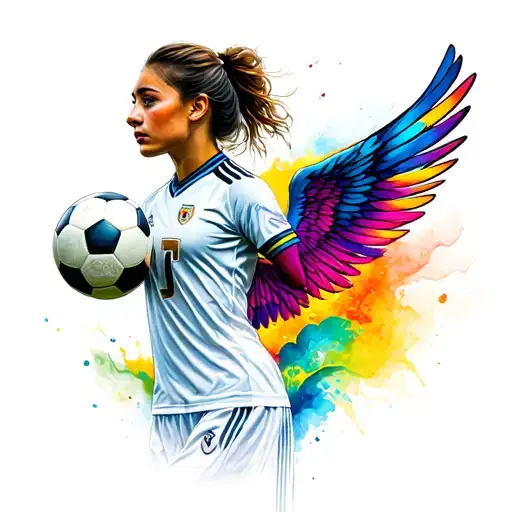futbol mujer con alas tattoo design idea