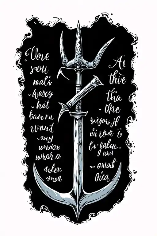 harpoon with quotes incorporated tattoo design idea