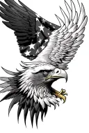 eagle head diving profile American flag downward spiral tattoo design idea