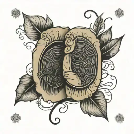 couple fingerprints book style illustration tattoo design idea