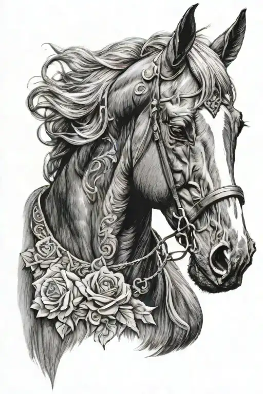 horse head black and white tattoo design tattoo design idea