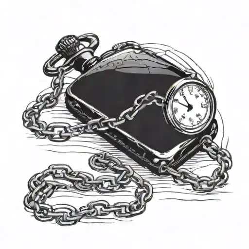 pocket watch as a ball and chain transforming Into a gravestone tattoo design idea