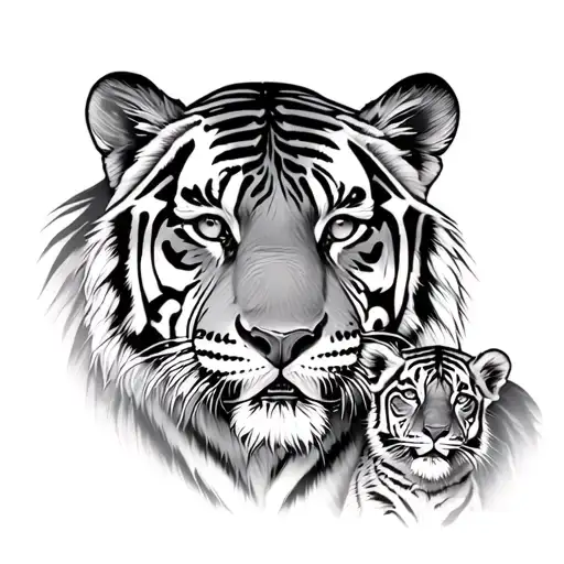 Tiger And 2 Cubs tattoo design idea