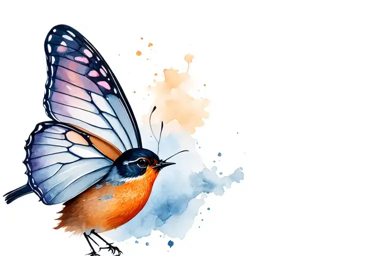 robin butterfly tattoo design idea