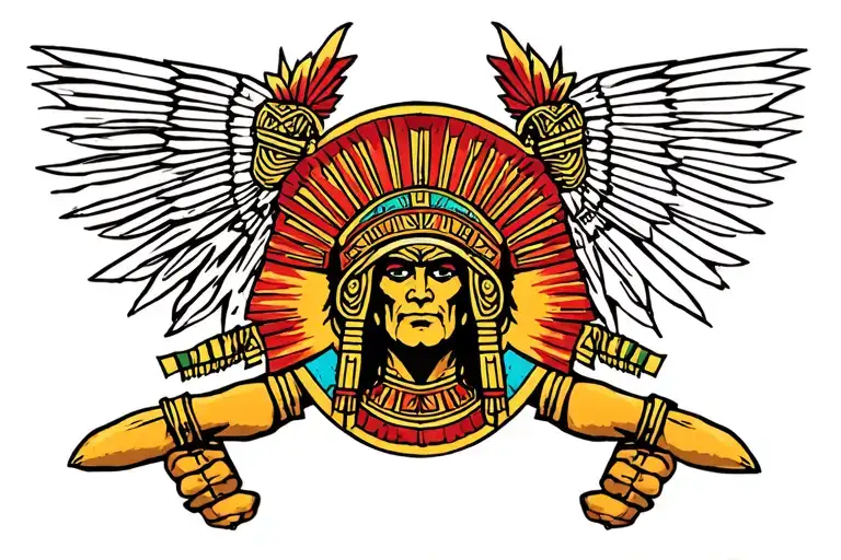 Spanish conqueror vs azteca tattoo design idea