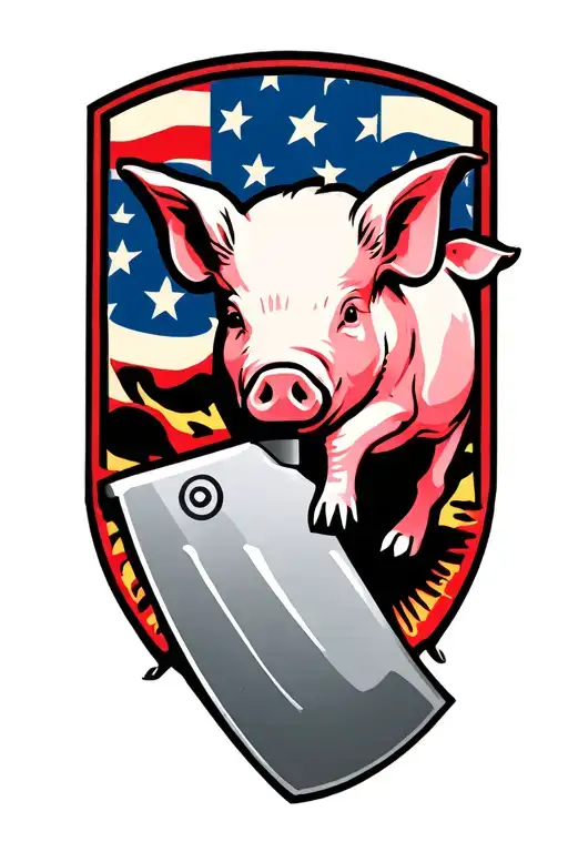 Butcher Knife With Pig On It holds old tattoo design idea