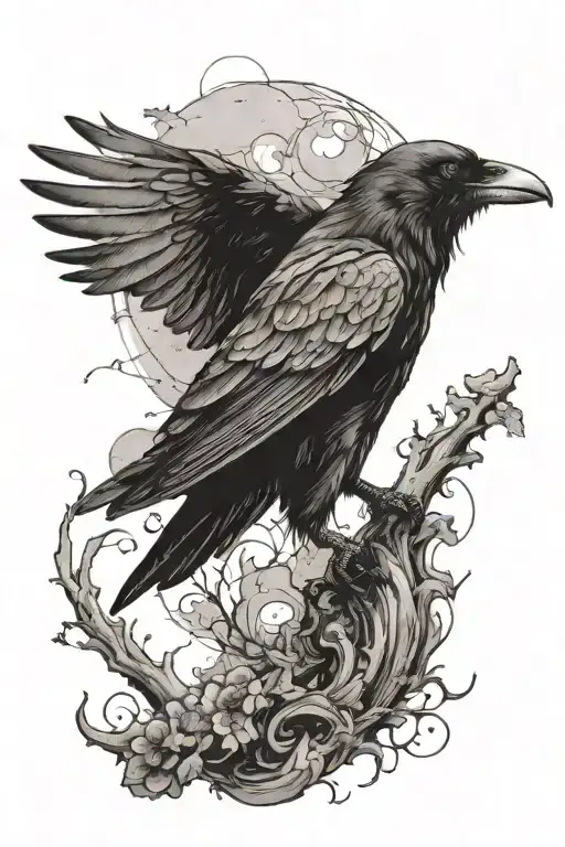 crow perched on semicolon incorporated tattoo design idea