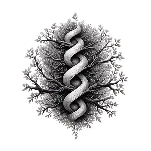 double helix tree branches tattoo design idea