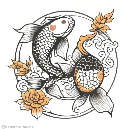 Minimalist koi fish yin yang tattoo design tattoo design idea
