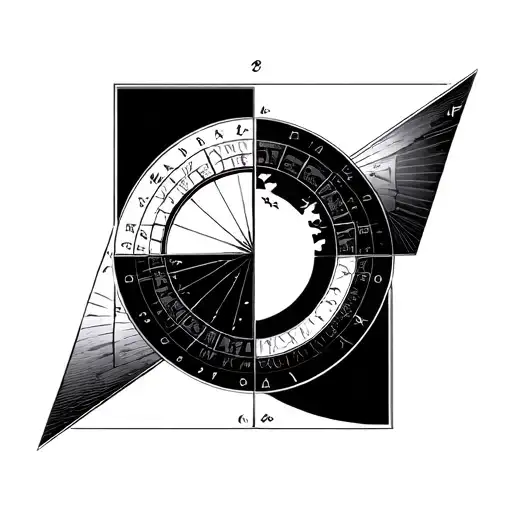 sundial half circle shape geometric design incorporating tattoo design idea