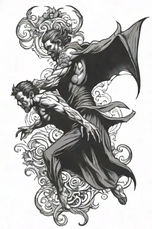 lucifer falling tattoo design idea