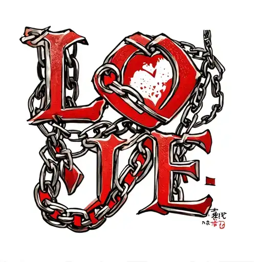 gaara's love tattoo in japanese letters wrapped with kurapika's judgement chain from hunter hunter tattoo design idea