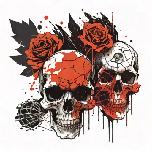 half human half skull tattoo design idea