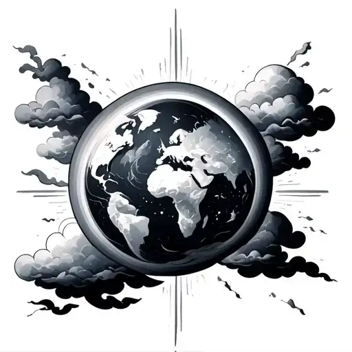 cloud rainbow world tattoo design idea