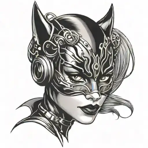 catwoman mask tattoo design idea