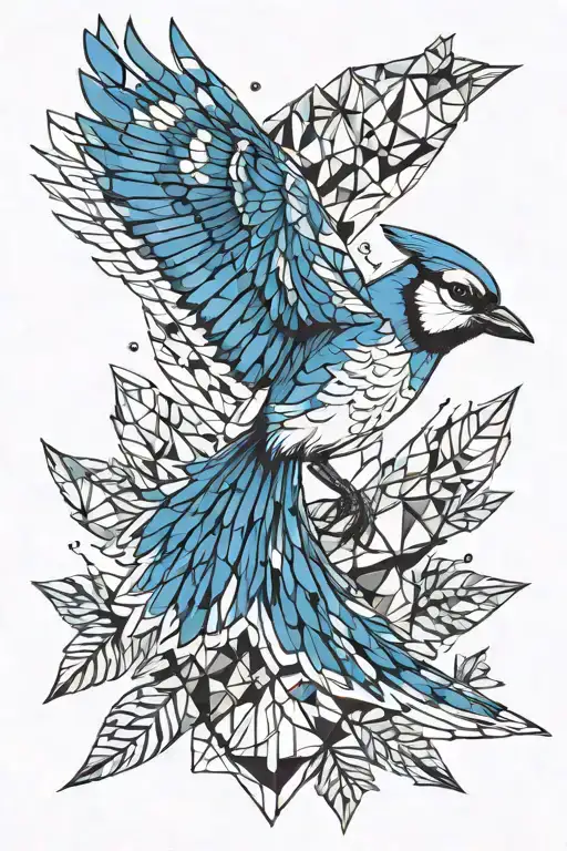 blue jay bird flying tattoo design idea