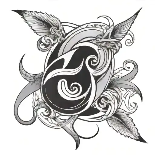 Aquarius Pisces symbol intertwined tattoo design idea