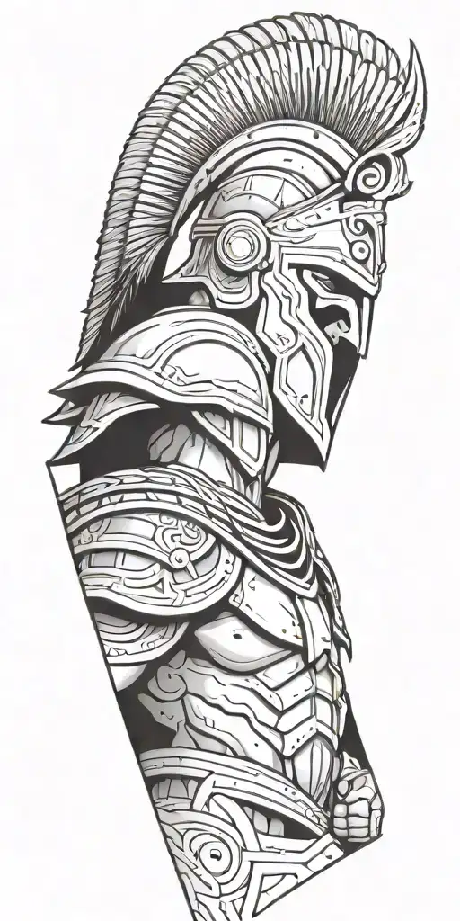 Ancient Spartan warrior with a modern twist tattoo design idea