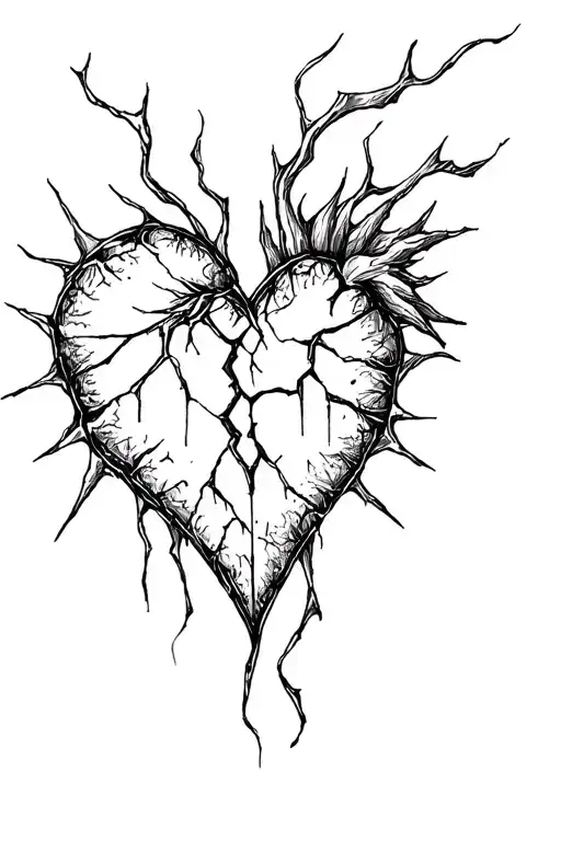 broken heart shape tattoo design idea