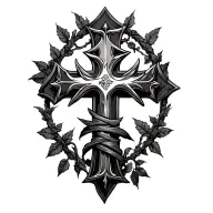 Domestic Abuse Survivor Templar Themed, Poison Ivy Wrapped Cross, Deus Vult tattoo design idea