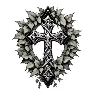 Domestic Abuse Survivor Templar Themed, Poison Ivy Wrapped Cross, Deus Vult tattoo design idea