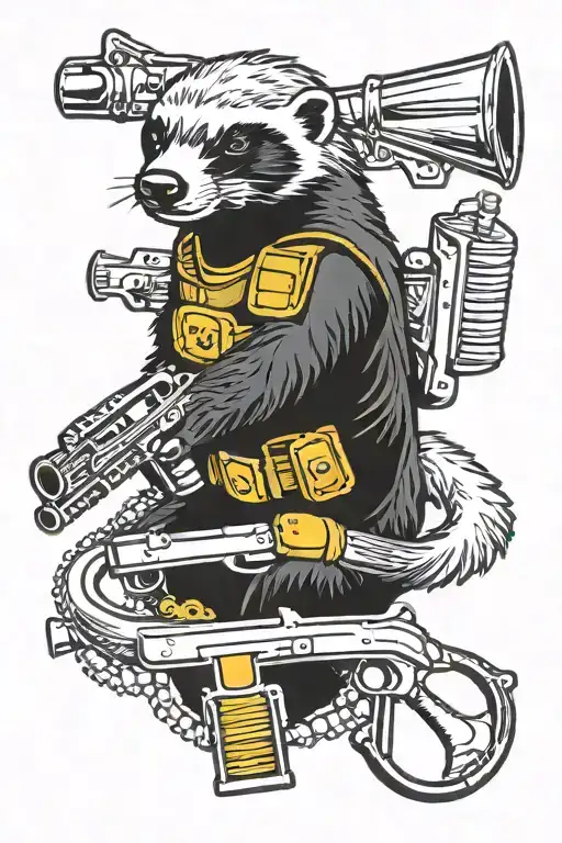 honey badger with grenade launcher tattoo design idea