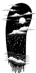 sun with rain falling off of the bottom tattoo design idea