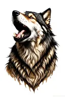 wolf howling tattoo design idea