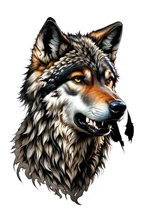 wolf howling tattoo design idea