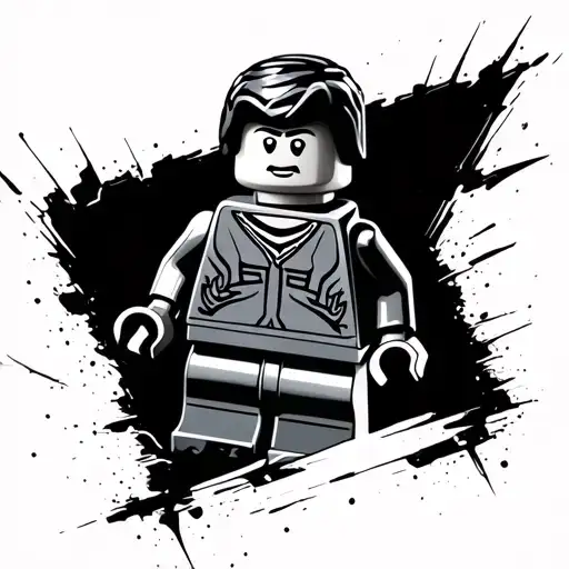 Lego man looking tattoo design idea