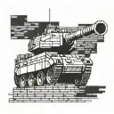 M1 Abrams tank crasking through a brick wall tattoo design idea