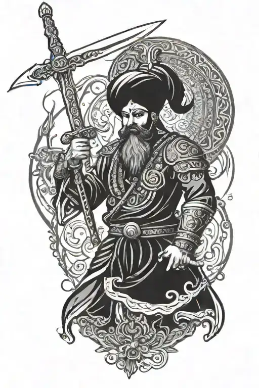 Sikh warrior wielding a sword tattoo design idea