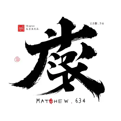 japanese kanji with the bible verse matthew 6:34 tattoo design idea