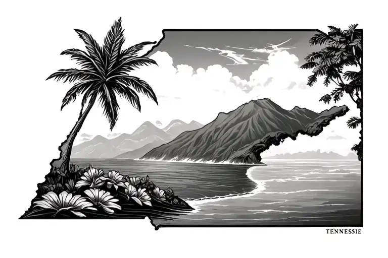 Hawaiin islands wrapped around the state of Tennessee  tattoo design idea