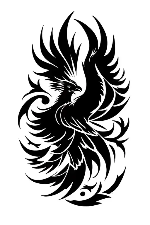 phoenix silhouette tattoo design idea