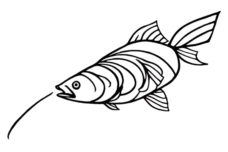 Fish karma sanskrit symbol integrated tattoo design idea