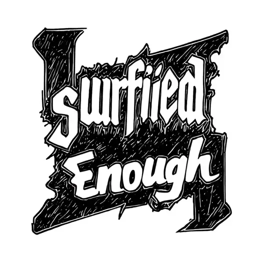 "I suffered enough" bold text tattoo design idea
